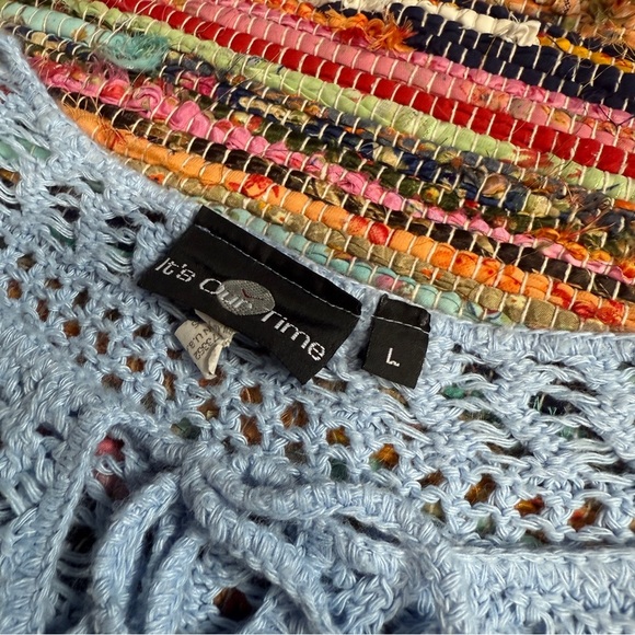 Vintage Y2K Light Blue Crochet Sweater – It’s Our Time Size L - Picture 6 of 6